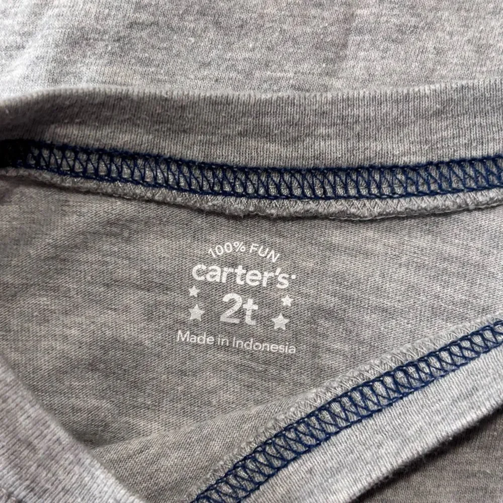 Carter’s | Baby Toddler Boys Grey Navy Long Sleeve Basketball Sports T-Shirt 2T